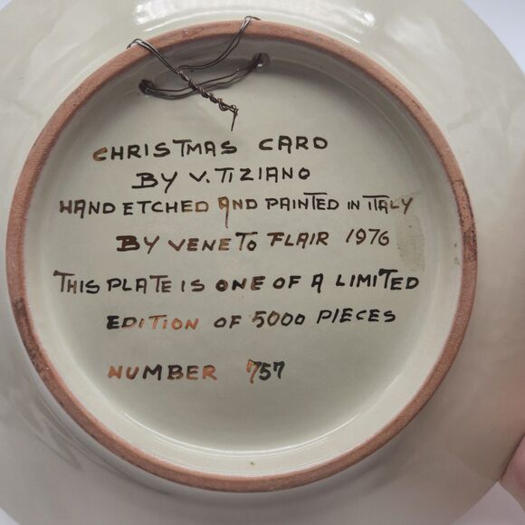 Vtg 1976 Tiziano Veneto Flair Plate Very Rare Hand Made In Italy #757 Of 5000 - Picture 9 of 9